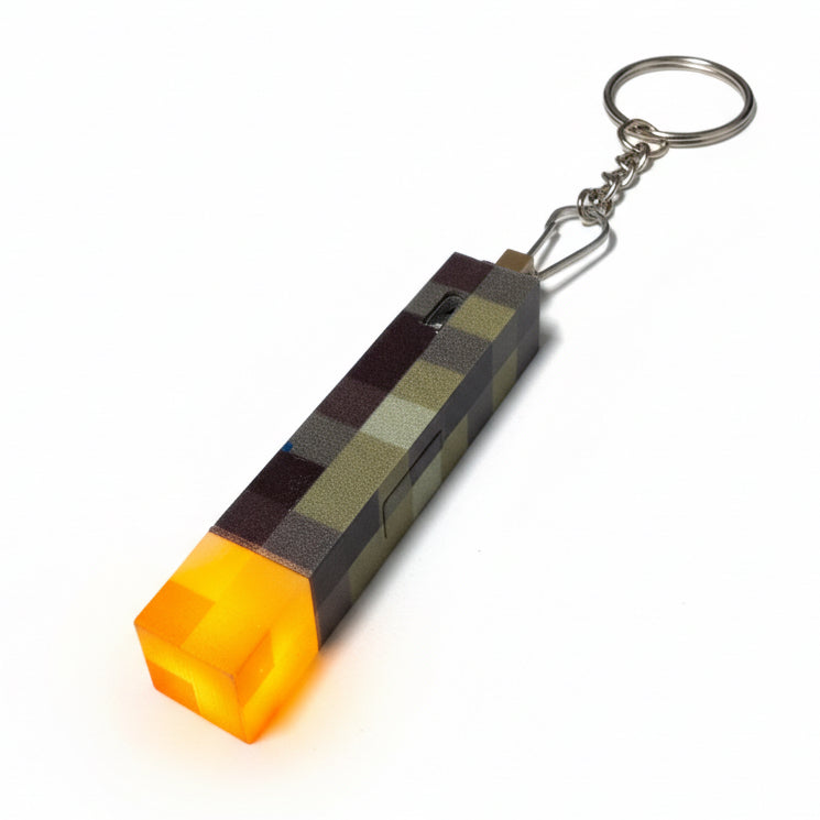 🔥 Pochodnia Minecraft – brelok LED | Lampka USB | Kabel w zestawie