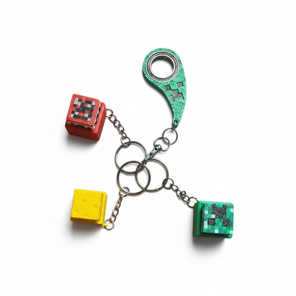 Zestaw 3 Klikerów Pixel + KeySpiner – Mega Fidget w Stylu Klockowym!