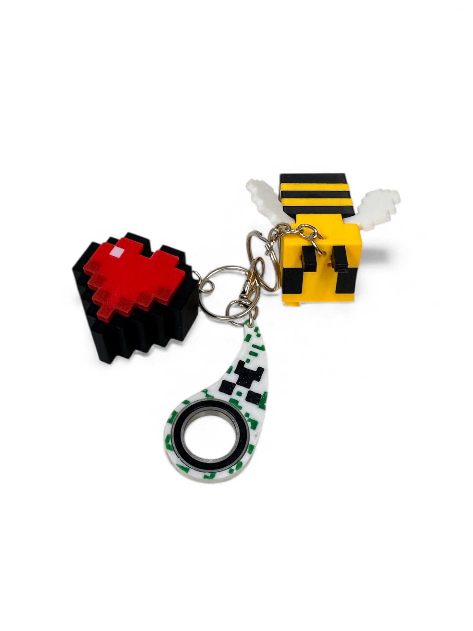💚🐝 Zestaw Minecraft: Pixelowe Serce + KeySpiner + Pszczoła 🐝💚
