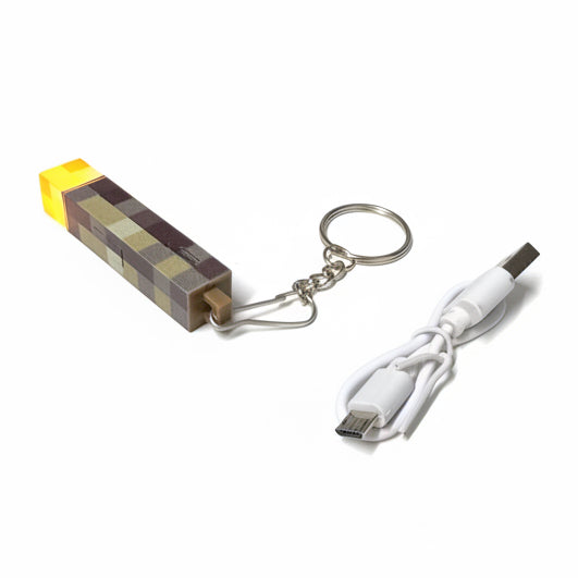 🔥 Pochodnia Minecraft – brelok LED | Lampka USB | Kabel w zestawie