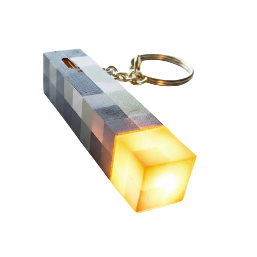 🔥 Pochodnia Minecraft – brelok LED | Lampka USB | Kabel w zestawie