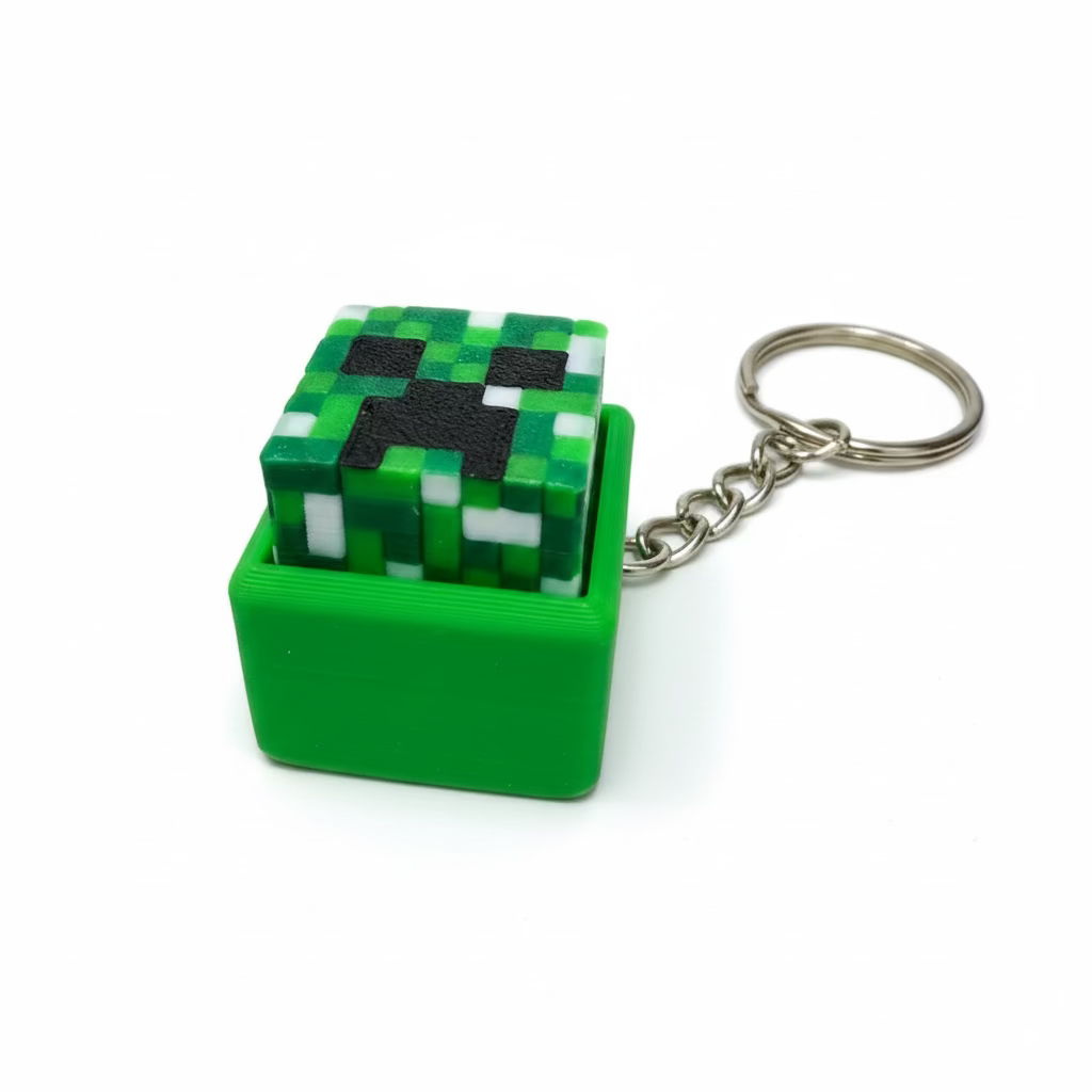 🟢 Kliker Creeper – Glow Pixel Fidget Kostka