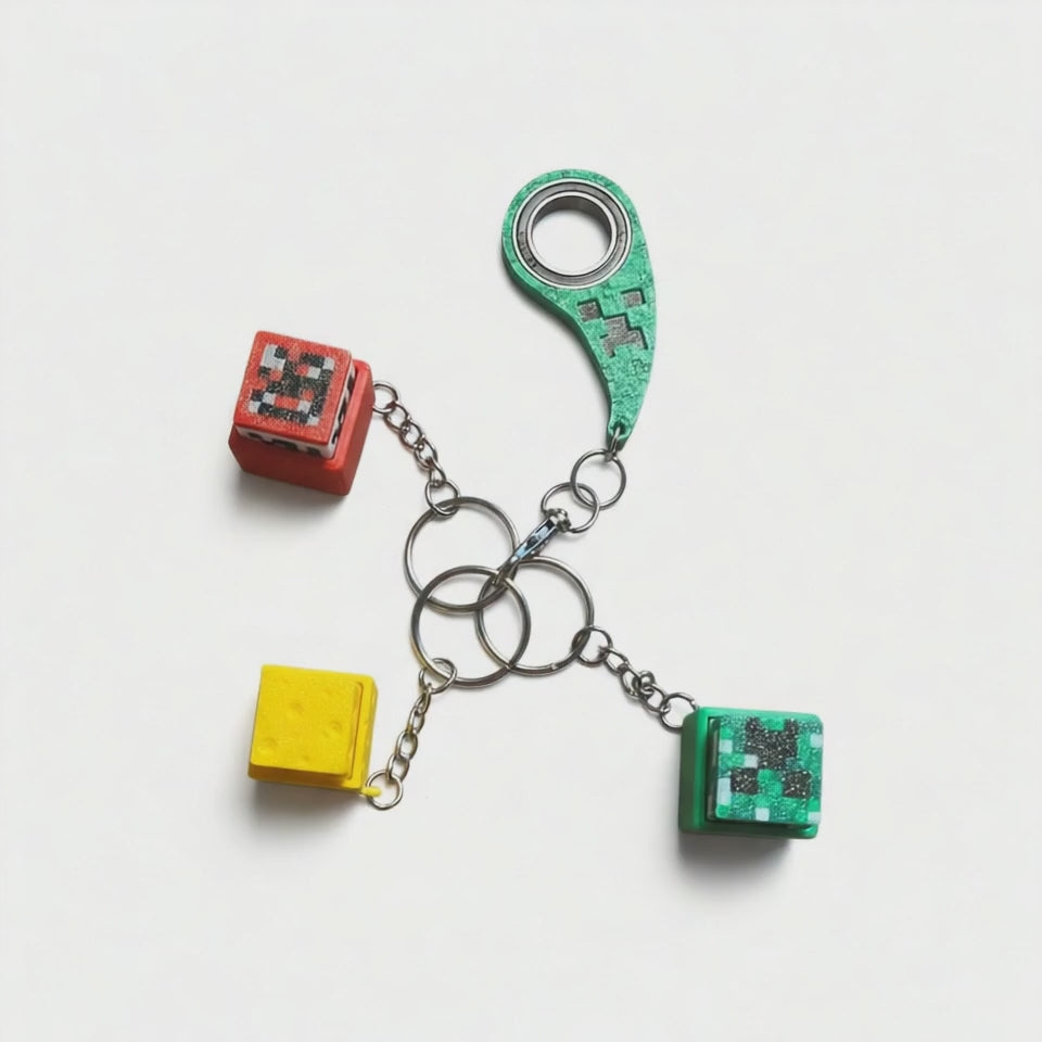 Zestaw 3 Klikerów Pixel + KeySpiner – Mega Fidget w Stylu Klockowym!